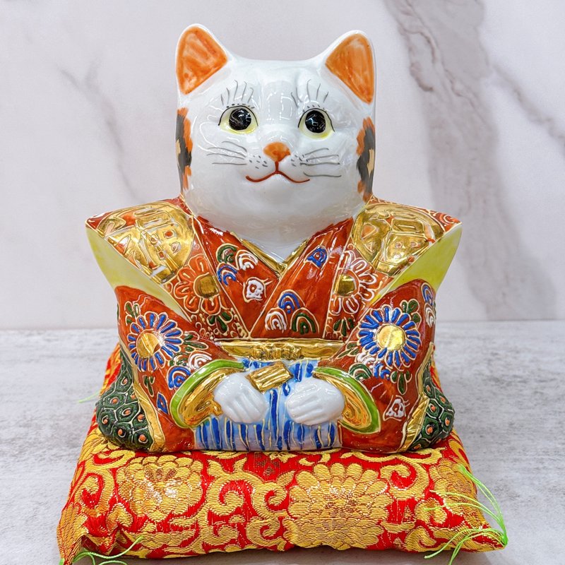 【福助迎祥】日本九谷燒招財貓 | 福助貓 -  6号 - 擺飾/家飾品 - 瓷 紅色