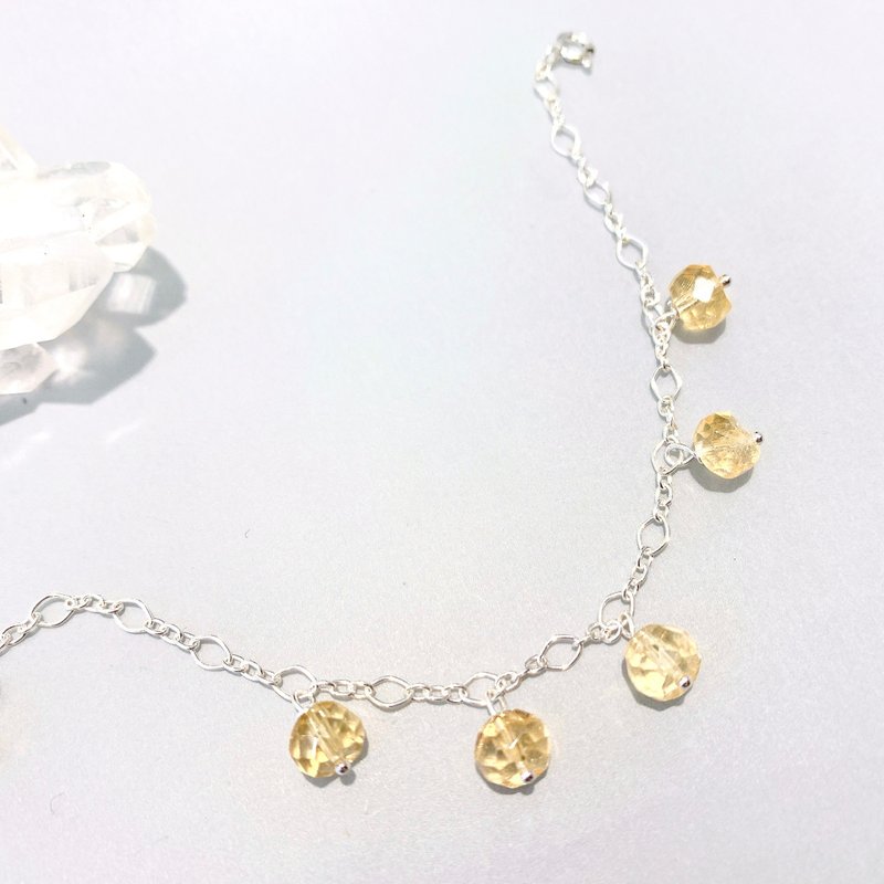 Ops Citrine silver bracelet-黃水晶/純銀/招財/正能量/手鍊 - 手鍊/手環 - 寶石 金色