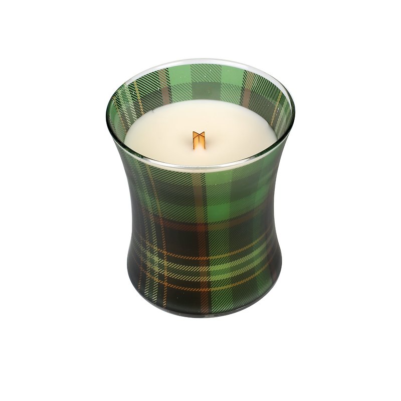 WW 10oz Curved Plaid Cup Wax- Green Plaid Birthday Gift Lover Gift Lover Gift - เทียน/เชิงเทียน - ขี้ผึ้ง 