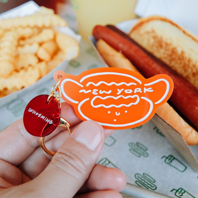 【NYC】HotDog Key Ring - Keychains - Plastic Red