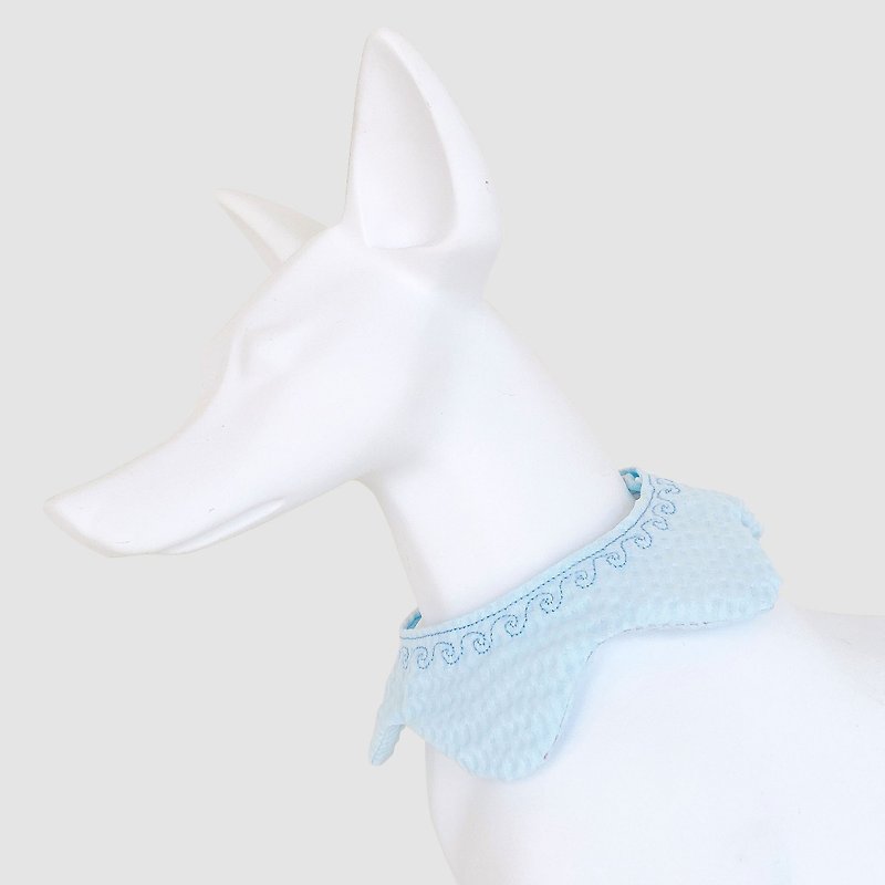 犬貓領巾- 波藍蕩漾 - 寵物衣服 - 棉．麻 藍色