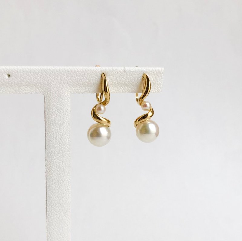 Akoya pearl  earring  K18 gold750 - ต่างหู - เครื่องประดับ สีทอง