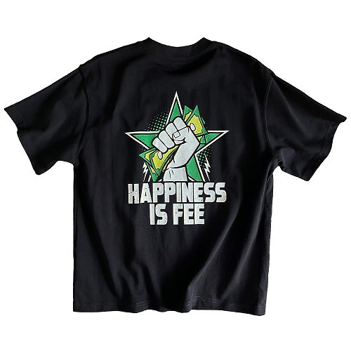 Samvia - Happiness Is Fee 購買快樂 280G(10.5OZ) 重磅 100%棉 Oversize Tee T-Shirt 黑色