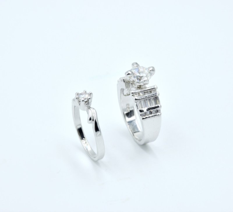 Valentine's Day Series_Diamond Pair Rings_Valentine Pair Rings - แหวนทั่วไป - โลหะ สีเงิน