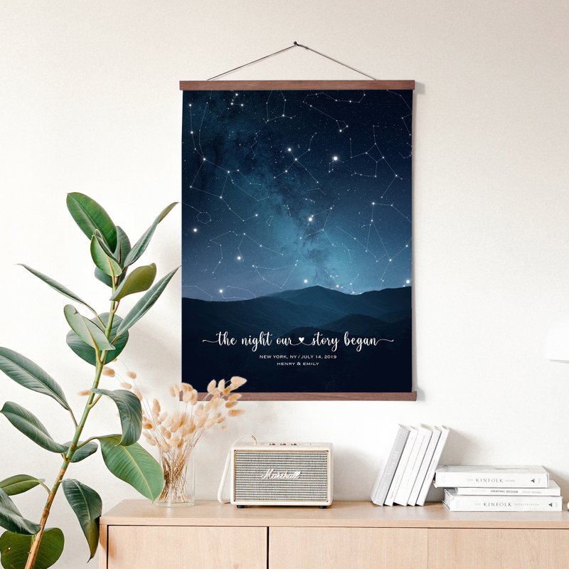 Custom Star Map for Specific Date Engagement Wedding Gift, Anniversary Gift - Posters - Paper Blue