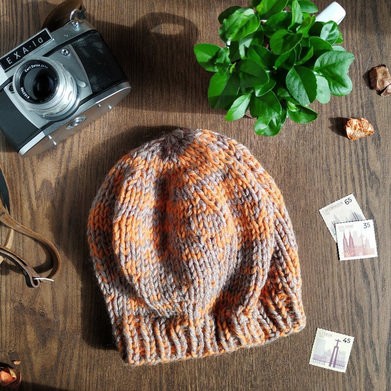 Pure wool handmade painter hat beret-beach sunset - Hats & Caps - Wool 