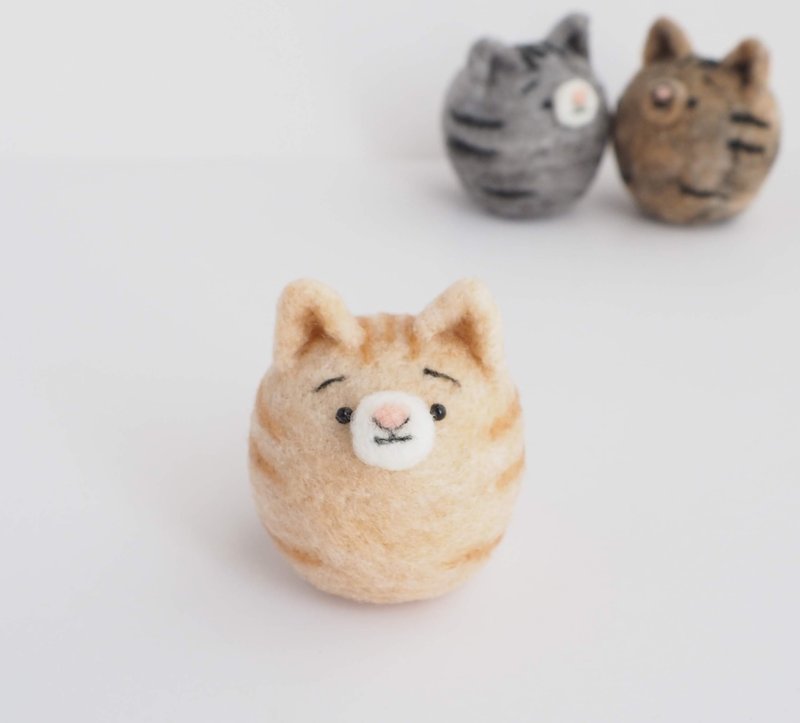 まゆ茶トラねこ　ニードルフェルト(羊毛フェルト) - 公仔/玩偶 - 羊毛 咖啡色