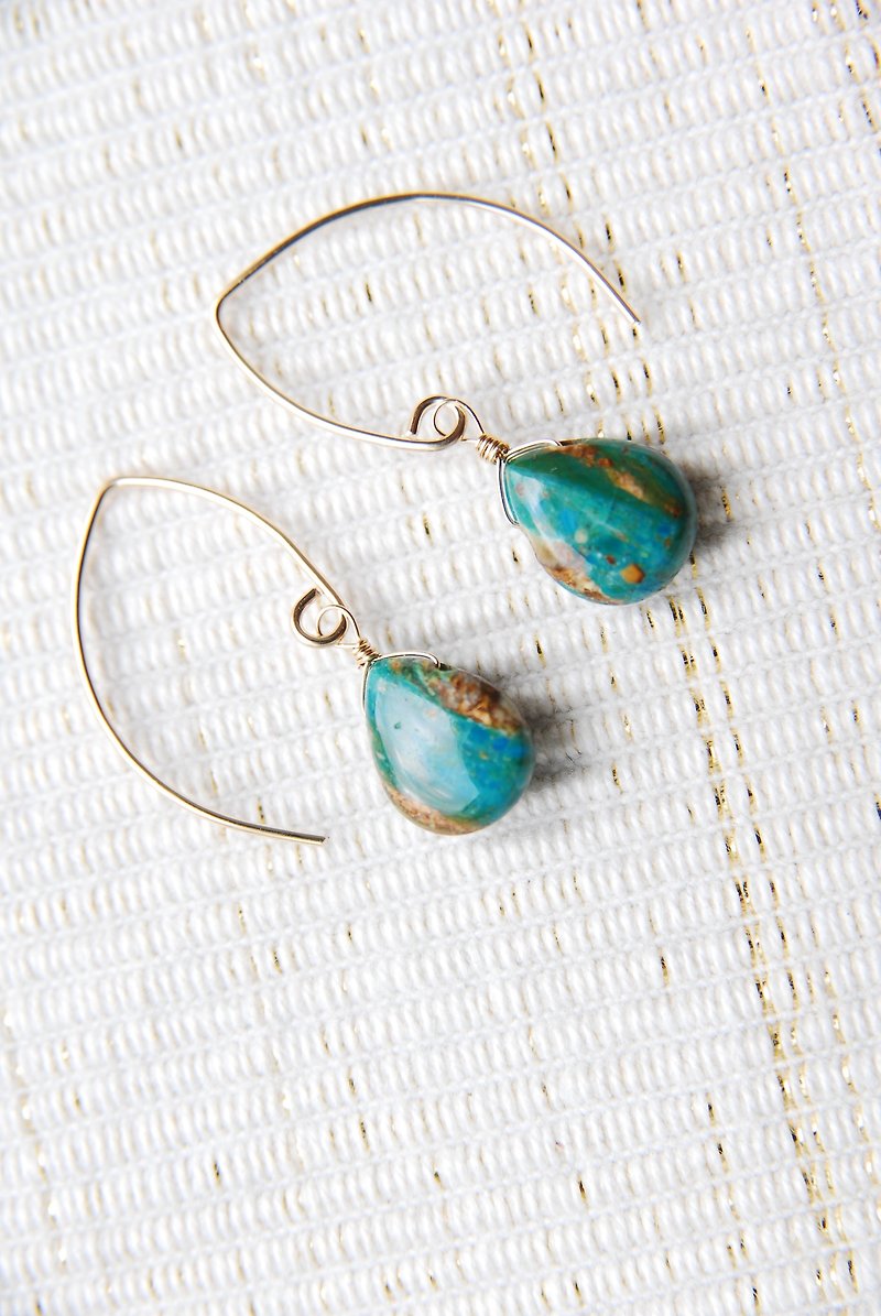 Blue Opal Marquis Hook Earrings A 14 kgf - Earrings & Clip-ons - Gemstone Blue