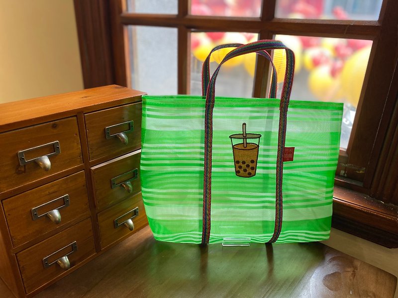 Embroidered Eggplant Bag - Pearl Milk Tea - Handbags & Totes - Other Materials Multicolor
