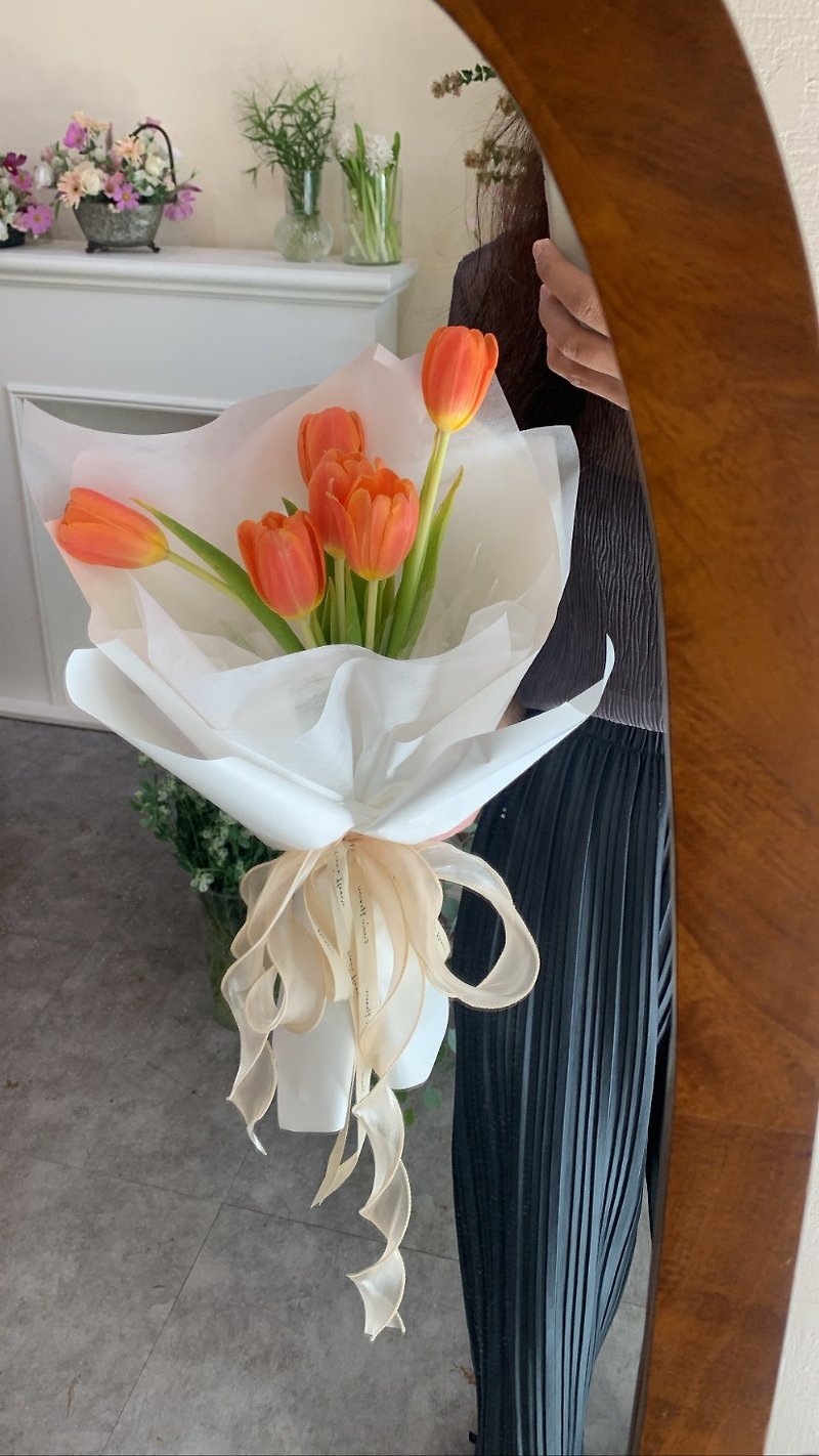 flowers orange tulips bouquet - ตกแต่งต้นไม้ - พืช/ดอกไม้ สีส้ม