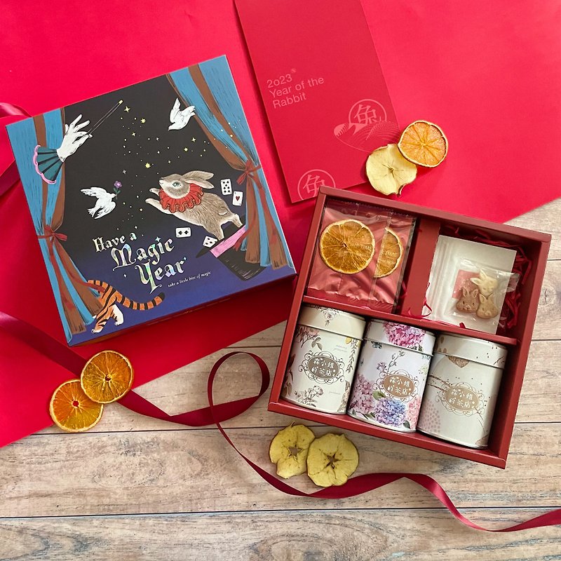[Exclusive gift box] German fruit tea dried fruit and Japanese sugar rabbit gift box with bag - Tea - Fresh Ingredients 