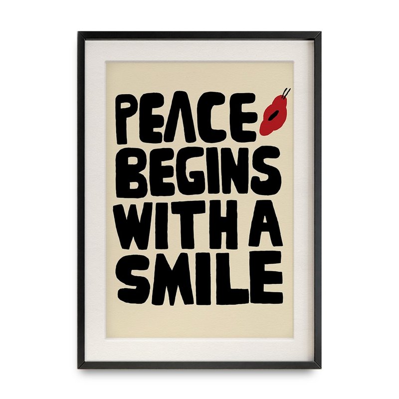Peace begins with a Smile poster (A3/A4) - 海報/掛畫/掛布 - 紙 卡其色