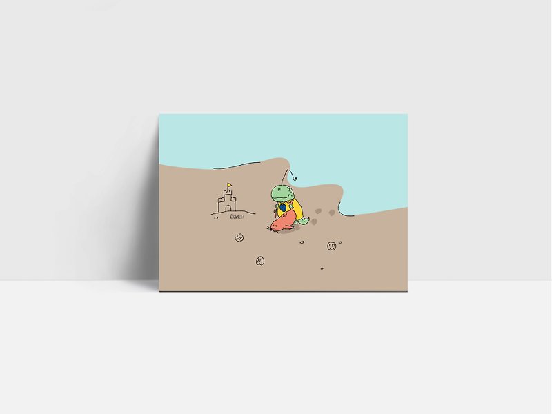 dino on the beach card - Cards & Postcards - Paper Multicolor