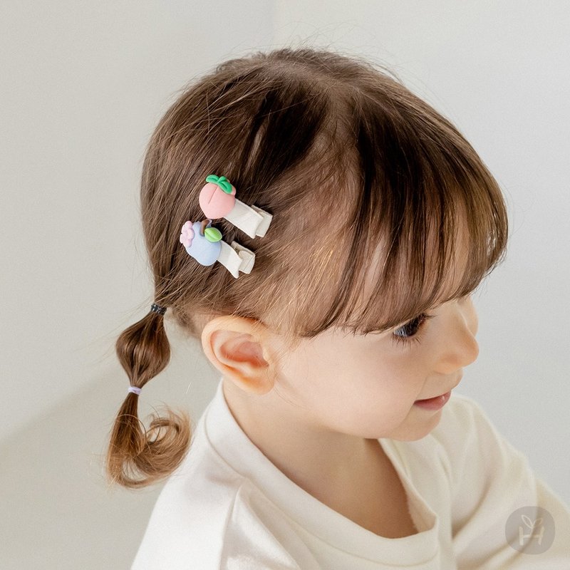 Happy Prince Purto pink fruit hair clips for girls and babies made in Korea, 3-piece set - Baby Accessories - Cotton & Hemp 