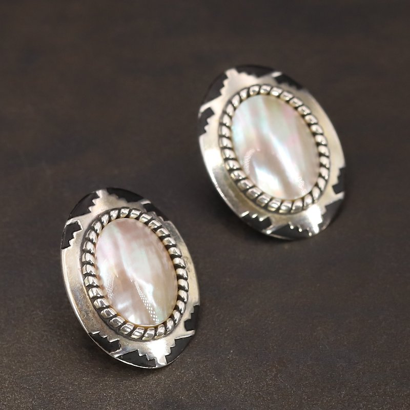 White Mother of Pearl Braided Post Earrings - Earrings & Clip-ons - Semi-Precious Stones 