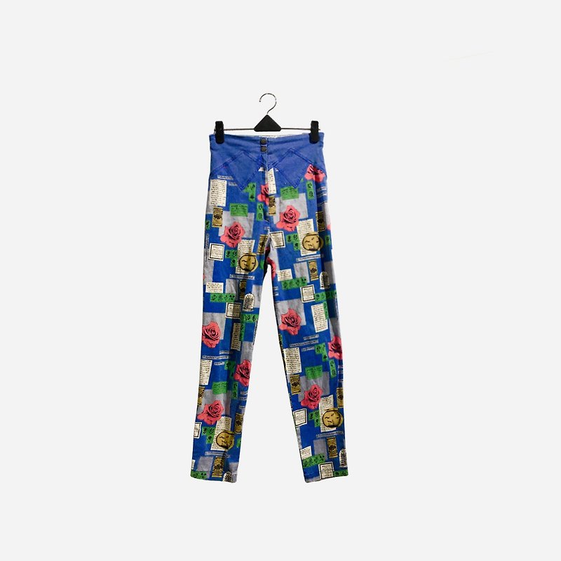 Dislocated vintage / rose pattern trousers no.1349 vintage - กางเกงขายาว - วัสดุอื่นๆ สีน้ำเงิน