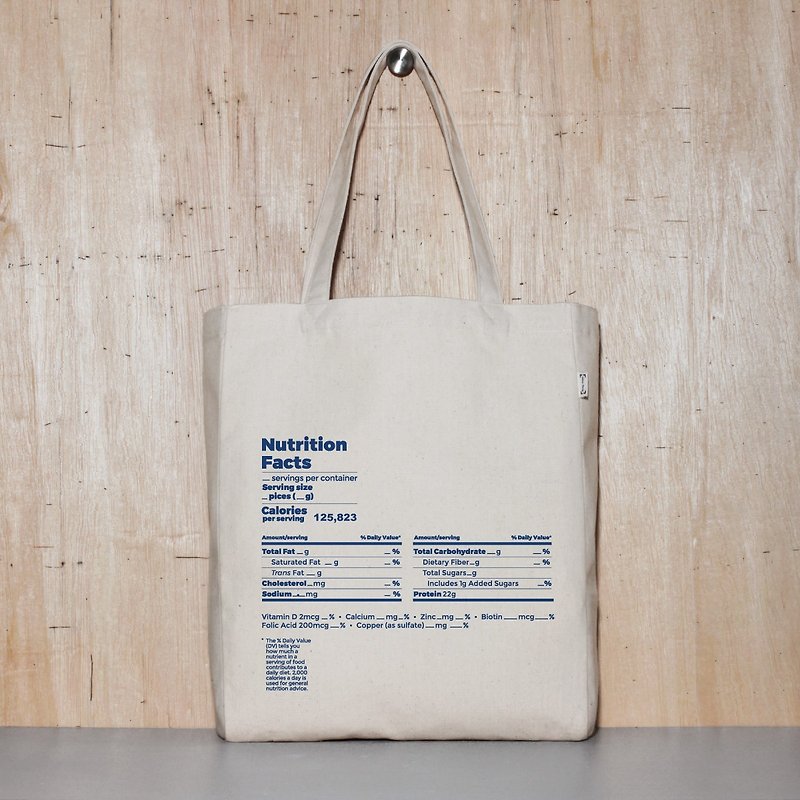 帆布袋 托特包 環保袋 可買空白 - 營養表-3色可選 - 側背包/斜孭袋 - 棉．麻 藍色