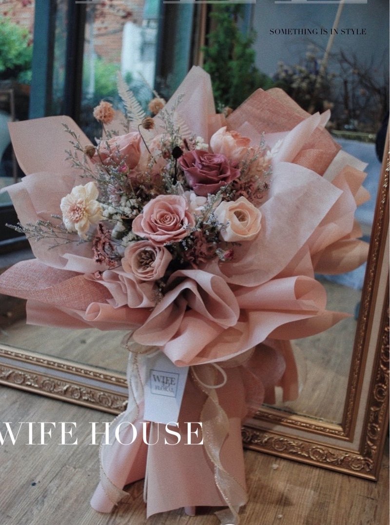 モランディピンクイモータリティブーケ/バースデーブーケ/アップグレードブーケ/プロポーズブーケ - ドライフラワー・ブーケ - 寄せ植え・花 ピンク