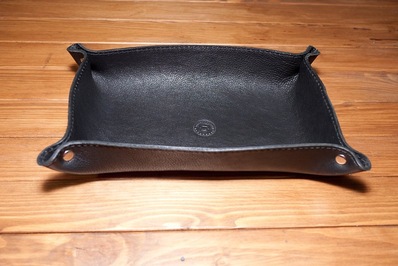 Dreamstation Leather Institute, Italy Soft Vegetable Tanned Leather Storage Box - ของวางตกแต่ง - หนังแท้ สีดำ