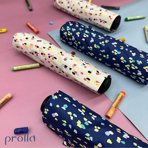 Prolla 保羅拉精品雨傘 斑斕煙火|黑膠日系圖騰系列|外出便攜NO.1|輕量遮雨遮陽|黑膠寬型