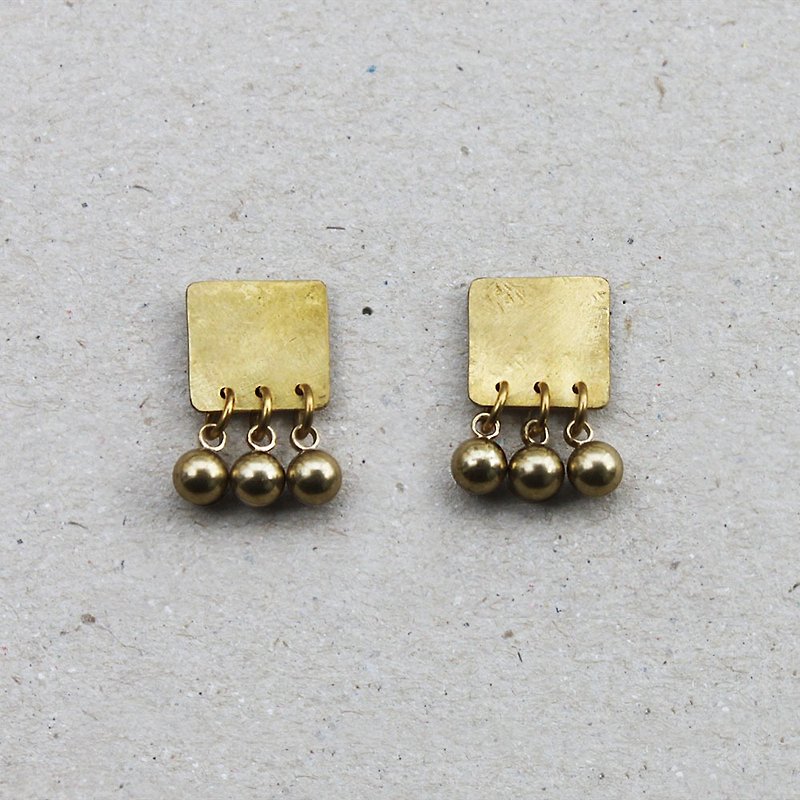 Copper & Brass Earrings & Clip-ons Gold - Egyptian Style Hammered Brass Earrings - Sterling Silver Posts / Clip-Ons
