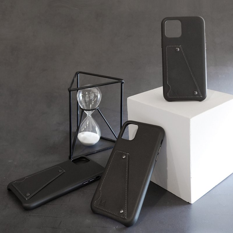 Exquisite | 真皮連卡套手機殼 iPhone11/Pro/Max - 炭灰色 - 手機殼/手機套 - 其他材質 黑色
