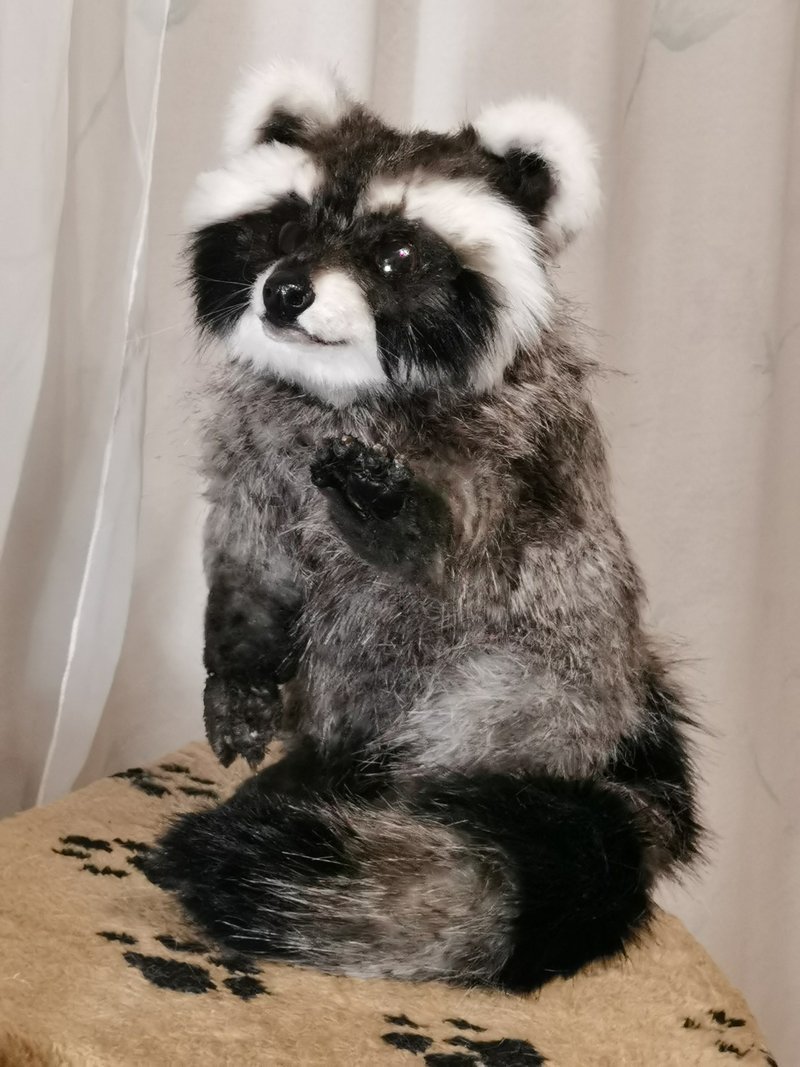 Raccoon chibi fantasy animal stuffed poseable! ears fingers poseable - Stuffed Dolls & Figurines - Other Man-Made Fibers Multicolor