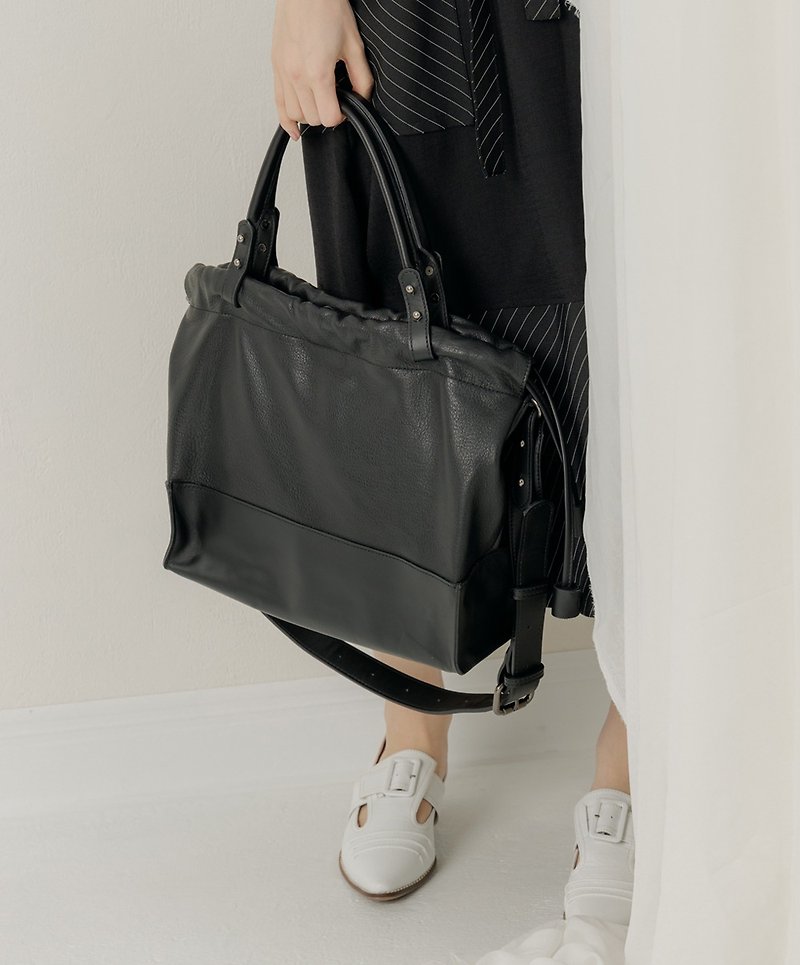 supportingrole genuine leather 3-use retro multifunctional design portable shoulder backpack black - Handbags & Totes - Genuine Leather Black