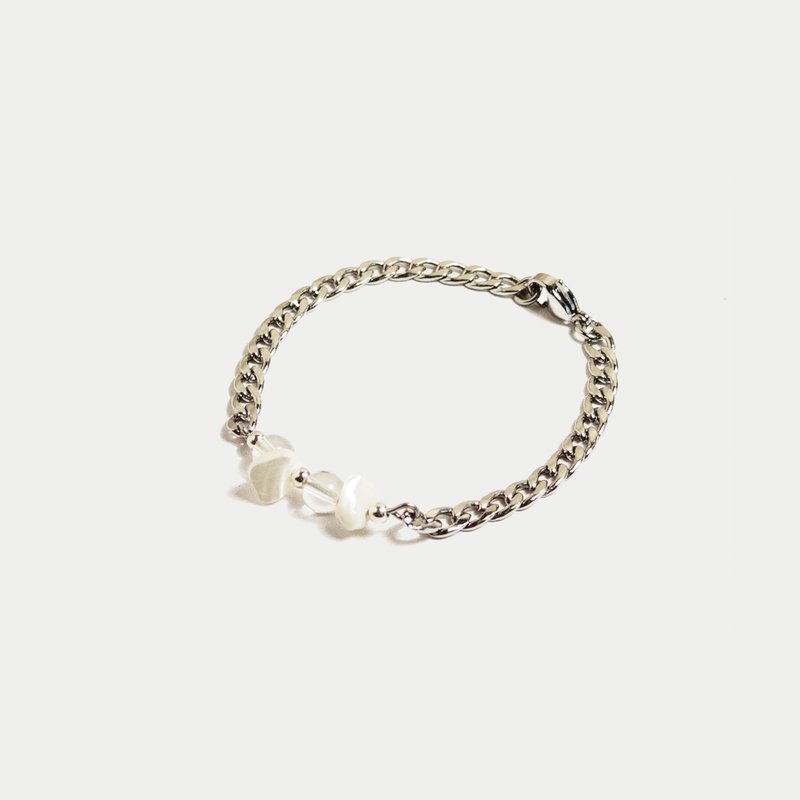 Ice Crystal Chain Stainless Steel Bracelet | Natural Stone Handcrafted Jewelry - สร้อยข้อมือ - สแตนเลส สีเงิน