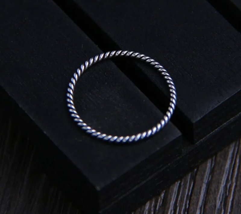 Real 925 Sterling Twists Rings 1MM Ultra-thin Joint Ring Weaved Korean MINI - General Rings - Sterling Silver Silver