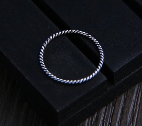 garyjewelry Real 925 Sterling Twists Rings 1MM Ultra-thin Joint Ring Weaved Korean MINI