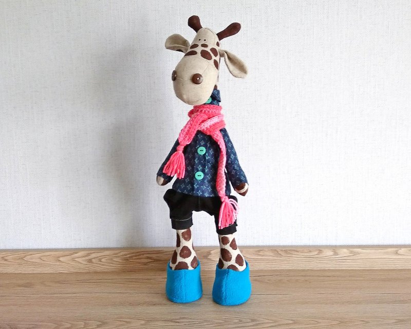 Giraffe Interior Toy, New Year Gift, Nursery Decor - Kids' Toys - Linen Blue