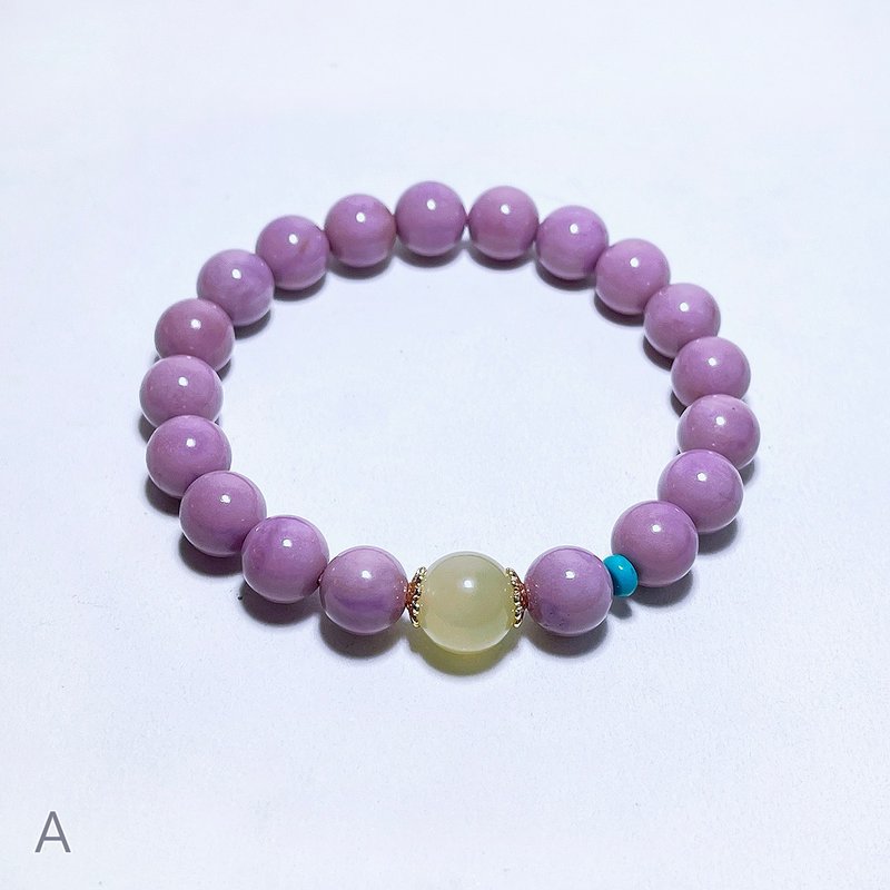 Natural minerals Pink Mica Green Stone Turquoise Bracelet - Bracelets - Semi-Precious Stones Purple