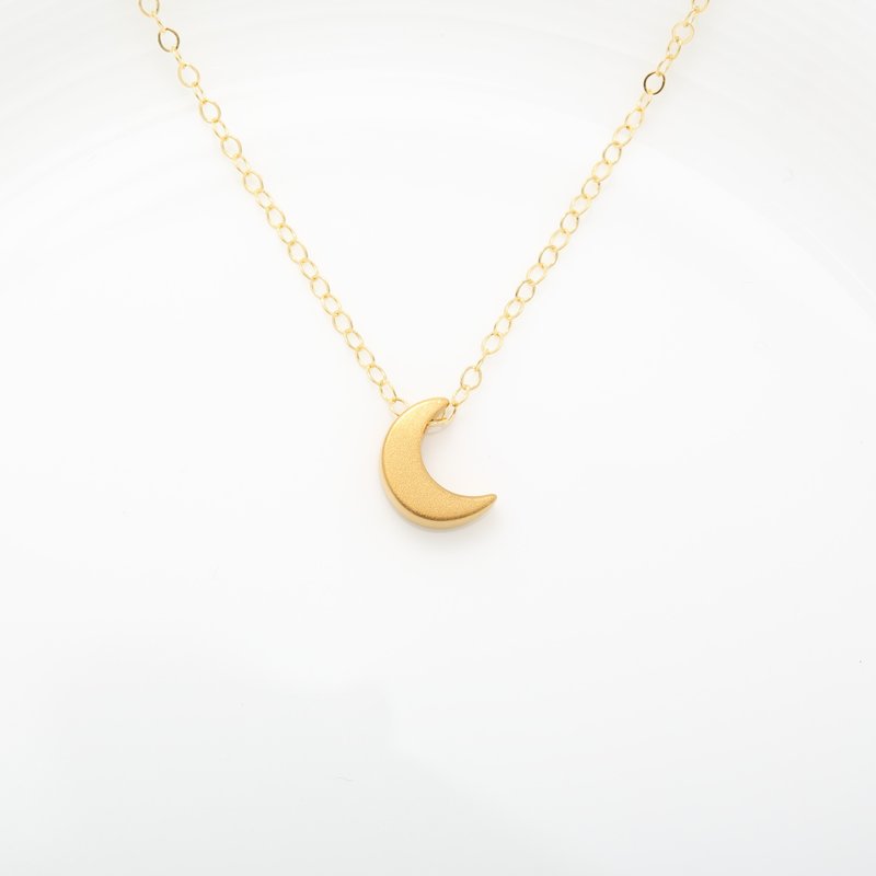 【Angel & Me】Le Petit Prince Moon s925 sterling silver 24k gold-plated necklace - Necklaces - Sterling Silver Gold