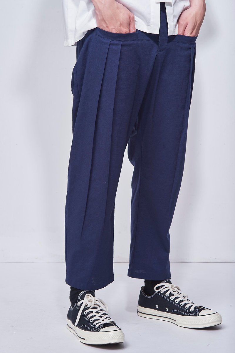 8 lie down . Discount low pocket pants - กางเกงขายาว - ผ้าฝ้าย/ผ้าลินิน สีน้ำเงิน