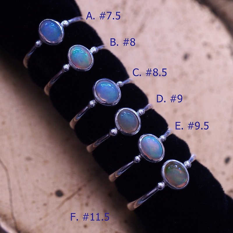 天然蛋白石 歐泊 手工純銀 戒指 尾戒 Opal Handmade - 戒指 - 半寶石 多色