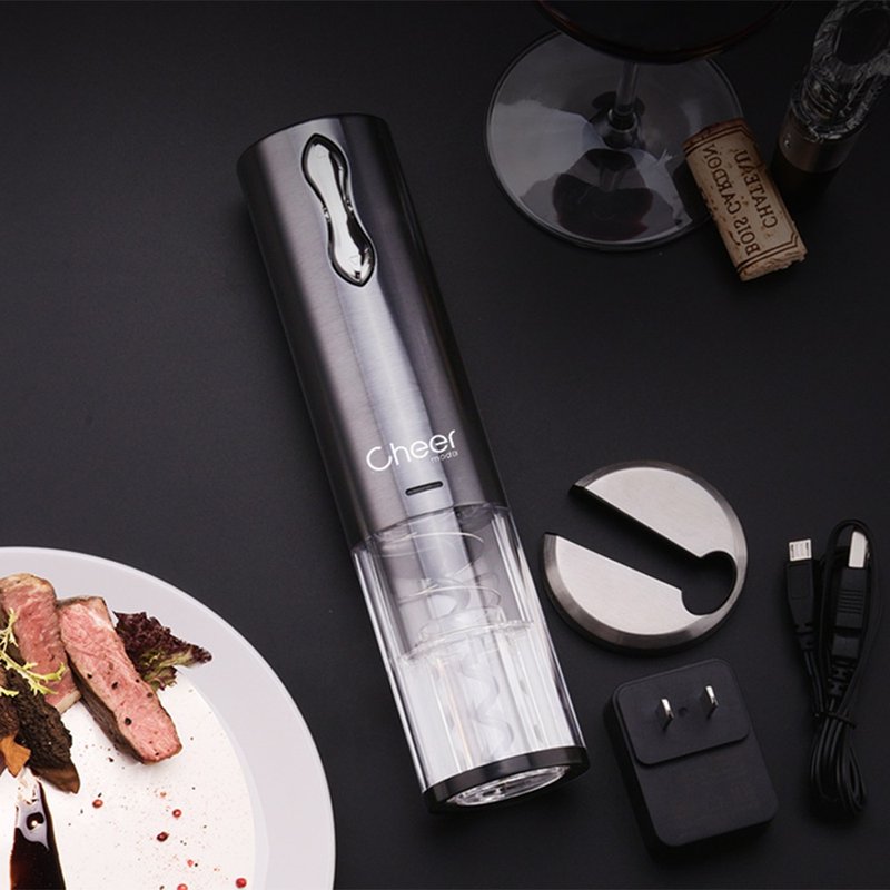 【免運特惠】電動紅酒開瓶器家用充電式節日禮盒套裝/cheer - 開瓶器/開罐器 - 其他材質 
