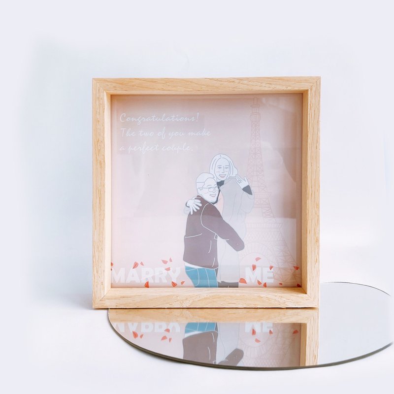 Custom-made face-like painting | portrait pet solid wood glass photo frame (including a card) - กรอบรูป - ไม้ ขาว