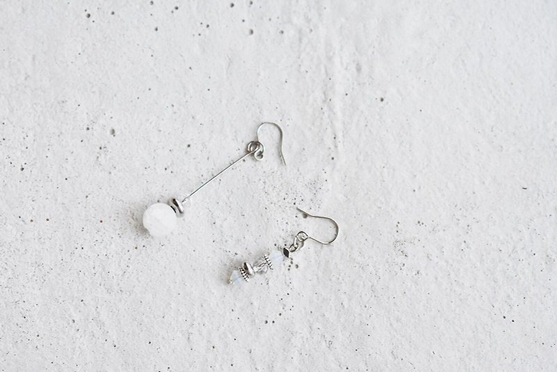 ZHU. Handmade Earrings | Ice Crystal Queen (Natural Stone / Ear Clip / Mother's Day Gift) - Earrings & Clip-ons - Stone 
