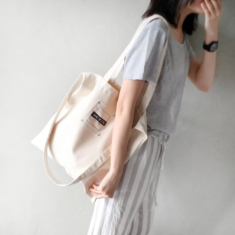 Cross Pressed Classic Logo - Canvas Tote Bag Backpack - Messenger Bags & Sling Bags - Cotton & Hemp White