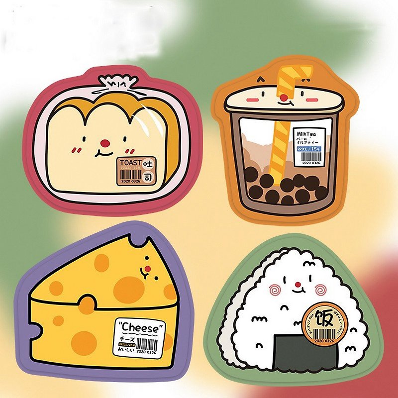 Toast milk tea rice ball cheese illustration mouse pad - Mouse Pads - Rubber 