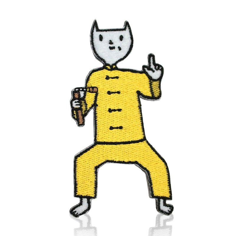(Buy Bags and Extra Price) Kung Fu Cat Badge - เข็มกลัด - งานปัก สีเหลือง