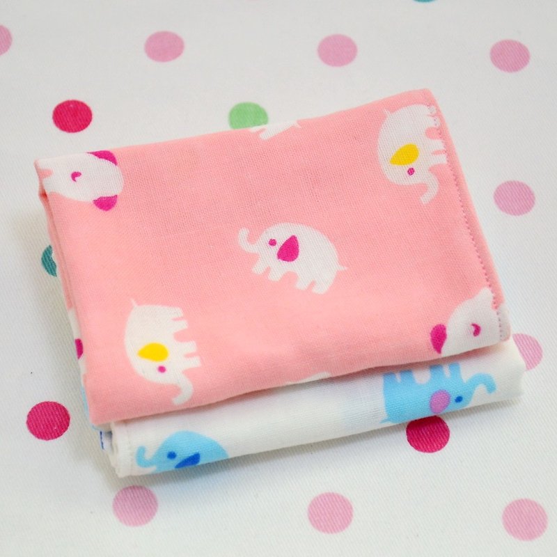 Double gauze handkerchief-elephant - Bibs - Other Materials Pink