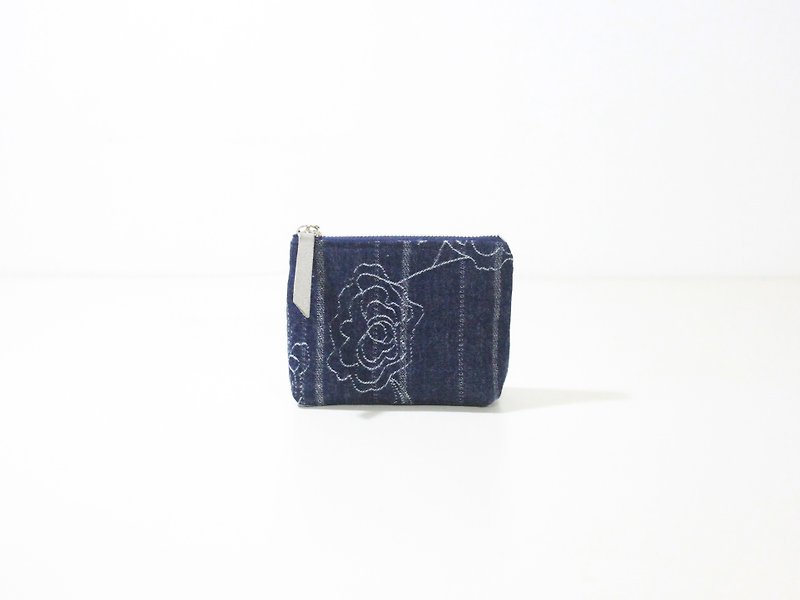 [] MAMAのクローゼットデニムステッチ財布（バラ） - 小銭入れ - コットン・麻 ブルー