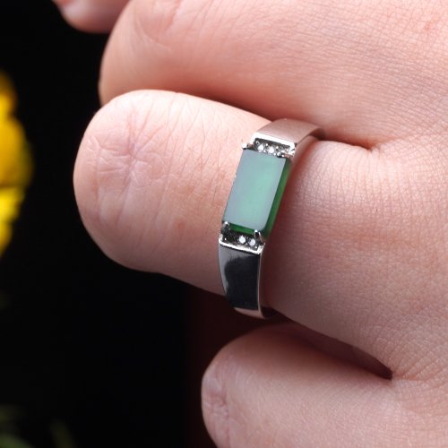 瓔珞珠寶盒 E.L.Jewelry Box 冰種老坑綠翡翠無事牌戒指 925純銀 | 天然A貨翡翠 | 送禮