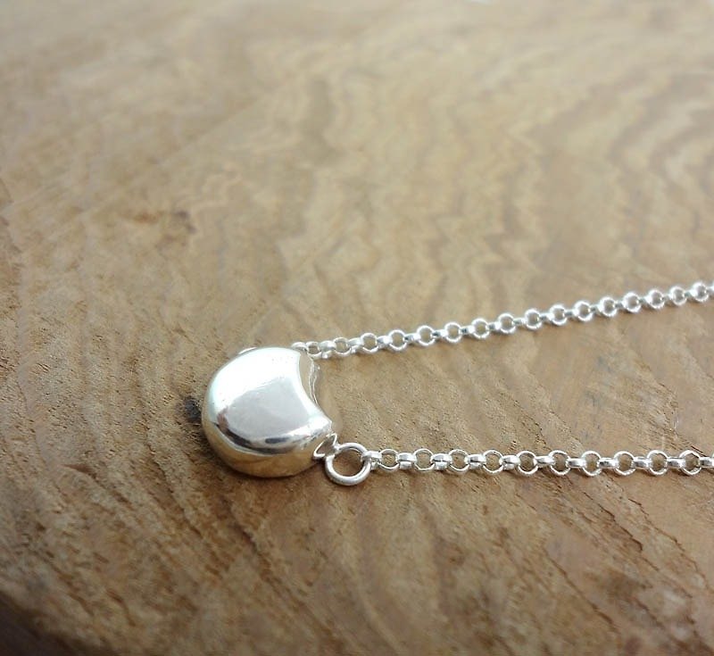 Round missing 925 Silver geometric series Silver necklace - สร้อยคอ - โลหะ สีเงิน