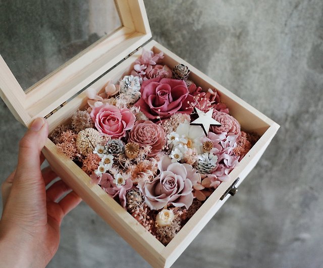 Wooden Box Flower Gift, Wooden Containers For Flower Arrangements