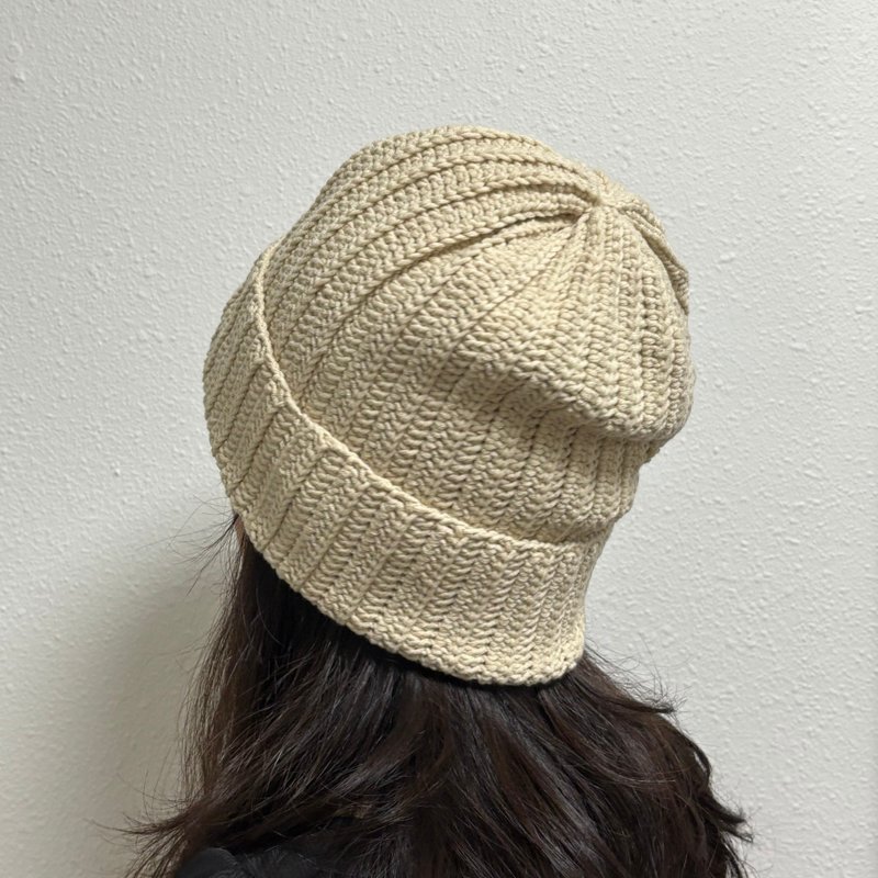 Handmade Knitted Cap - Hats & Caps - Cotton & Hemp White