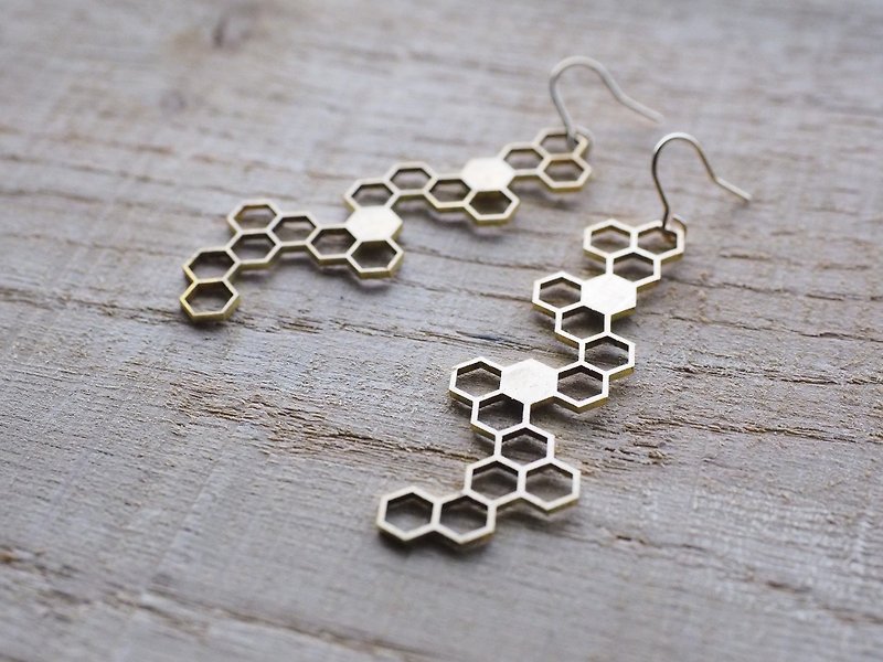 - Honeycomb - - 耳環/耳夾 - 其他金屬 金色