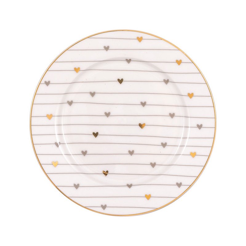 【新品】丹麥GreenGate Grace grey 餐盤15cm - 盤子/餐盤/盤架 - 陶 粉紅色